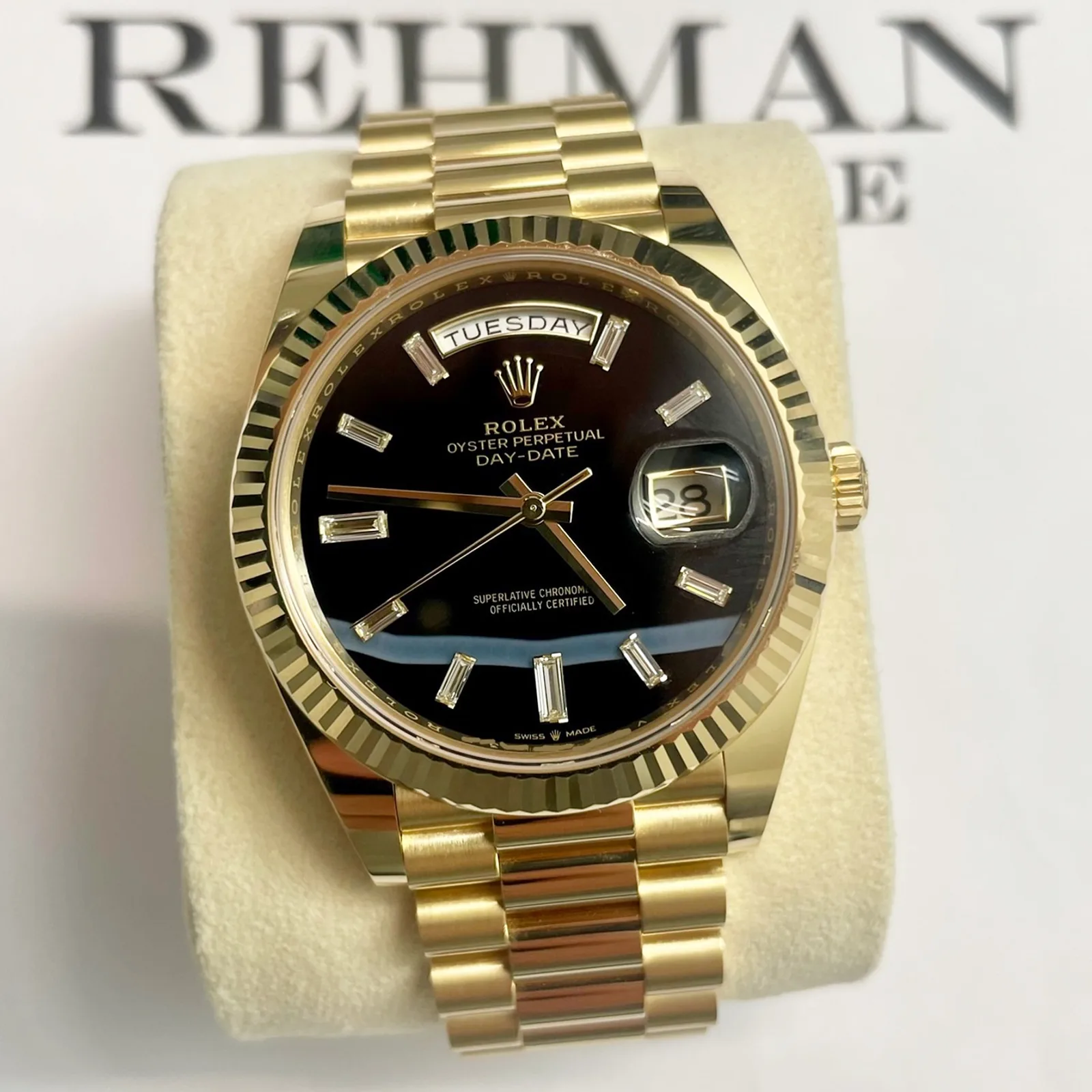 Rolex Day-Date Onyx Dial Baguette