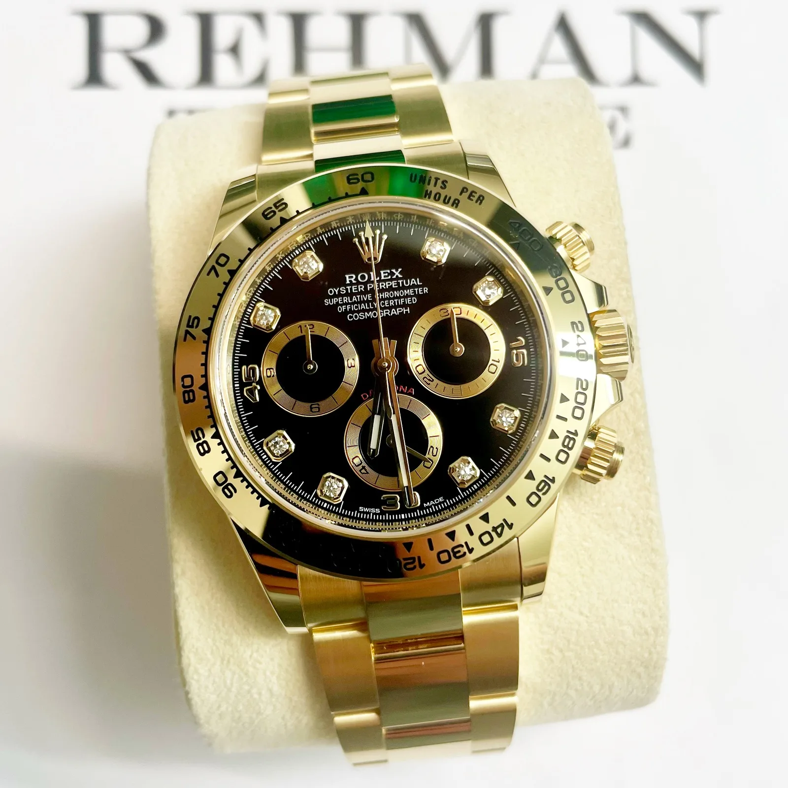 Rolex Daytona Full Gold Black Dial Diamonds